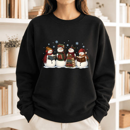 Bookish Snowman Club Softstyle Sweatshirt | Christmas Book Lover Gift Black