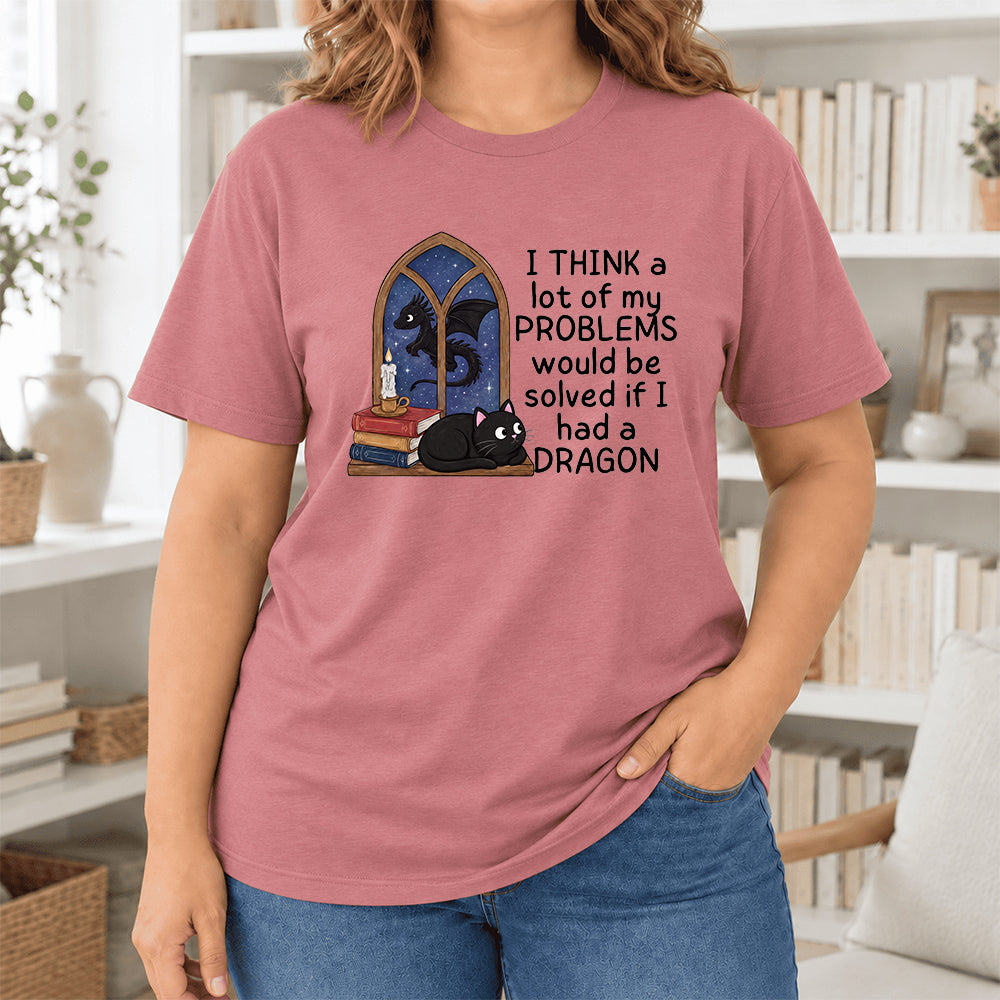 If I Could Have A Dragon Ultra-Soft Cotton T-Shirt | Fantasy Book Lover Gift Mauve
