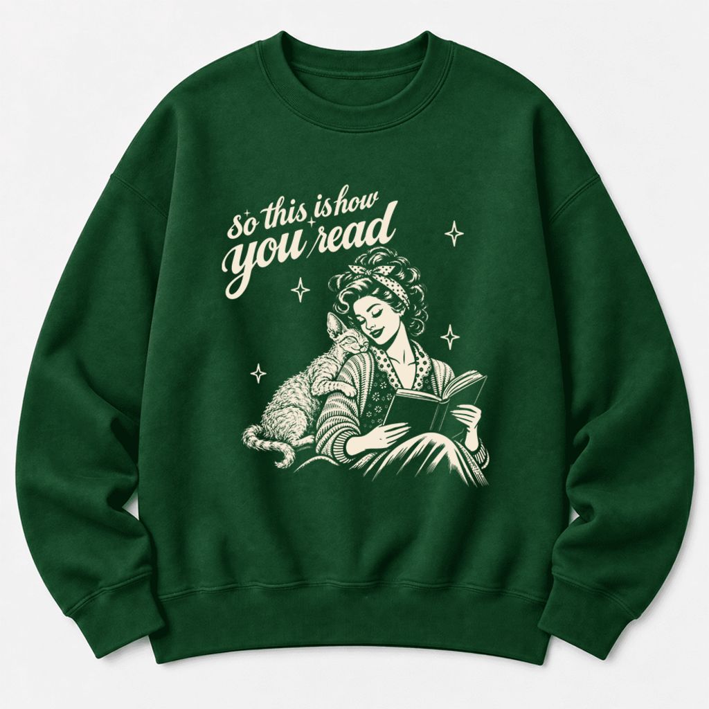 How You Read Devon Rex Softstyle Sweatshirt | Cozy Cat Lover & Reader Gift Forest Green