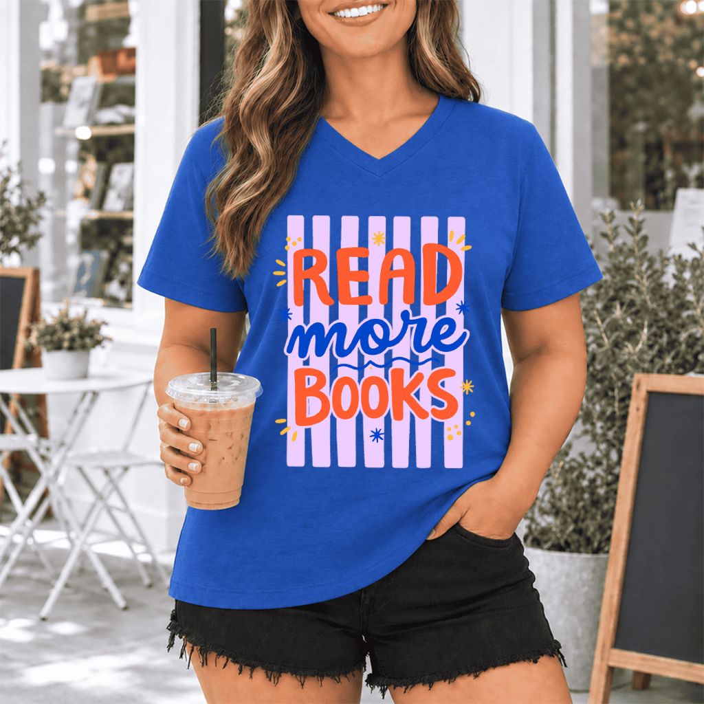Read More Books Ultra-Soft V-Neck | Energizing Book Lover Gift True Royal