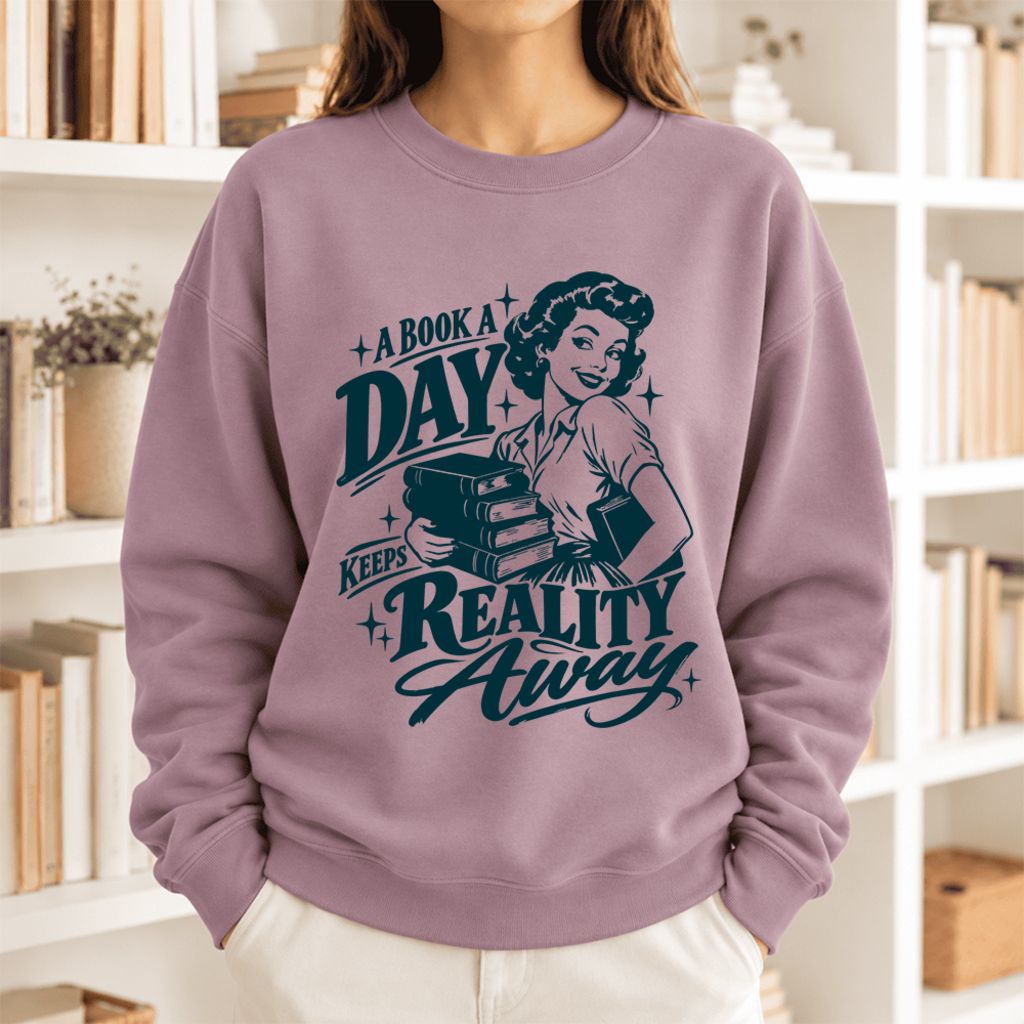 A Book A Day Keeps Reality Away Softstyle Sweatshirt | Cozy Book Lover Gift Paragon
