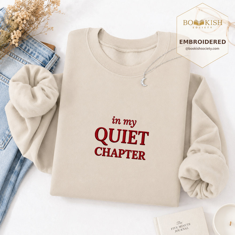 In My Quiet Chapter Embroidered Sweatshirt | Reader Gift Sand