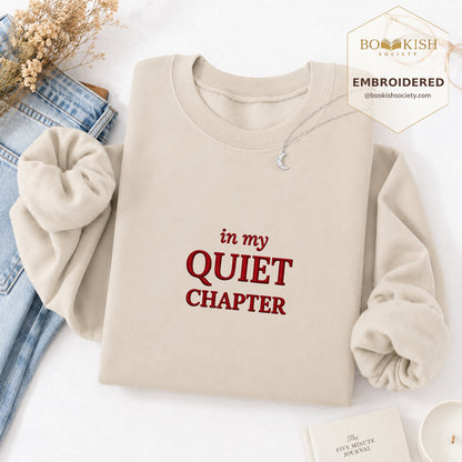 In My Quiet Chapter Embroidered Sweatshirt | Reader Gift Sand