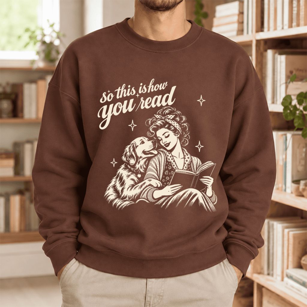 How You Read Golden Retriever Softstyle Sweatshirt | Dog Mom Reader Gift Cocoa