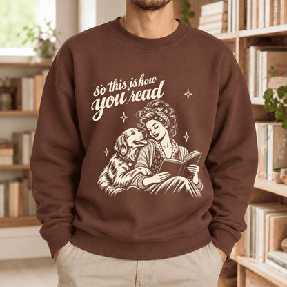 How You Read Golden Retriever Softstyle Sweatshirt | Dog Mom Reader Gift Cocoa