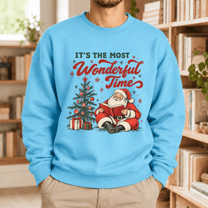 It’S The Most Wonderful Time Softstyle Sweatshirt | Christmas Book Lover Gift Sky