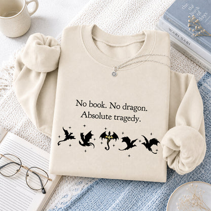 No Book No Dragon Crewneck Sweatshirt | Reader Gift Sand