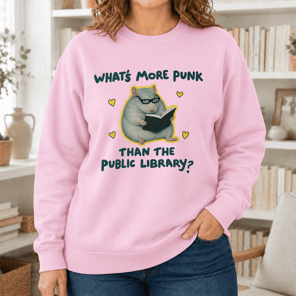 What's More Punk Crewneck Sweatshirt | Reader Gift Light Pink