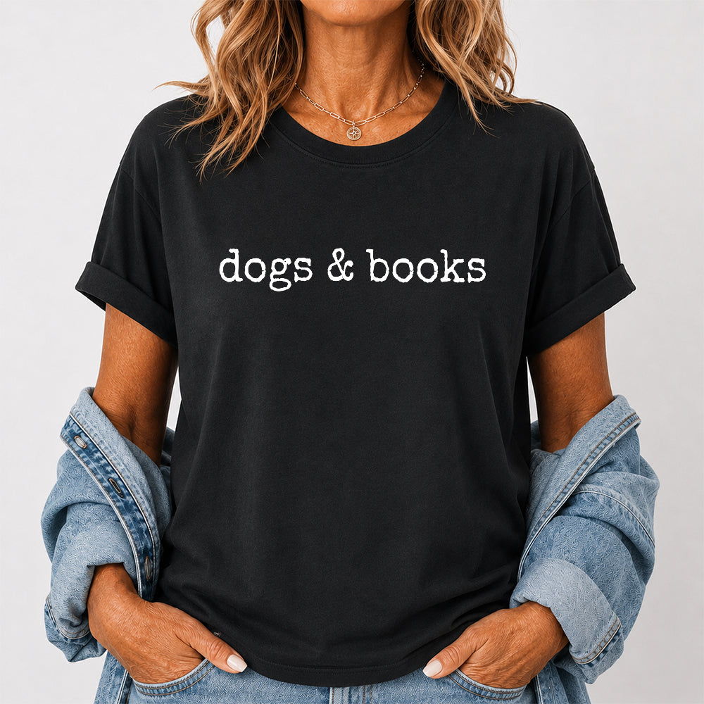 Dogs & Books Sport Cotton T-Shirt | Dog Lover & Reader Gift Black