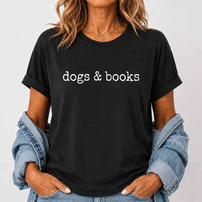 Dogs & Books Sport Cotton T-Shirt | Dog Lover & Reader Gift Black
