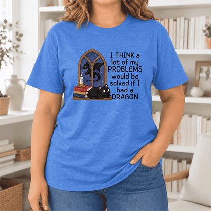 If I Could Have A Dragon Ultra-Soft Cotton T-Shirt | Fantasy Book Lover Gift Heather True Royal