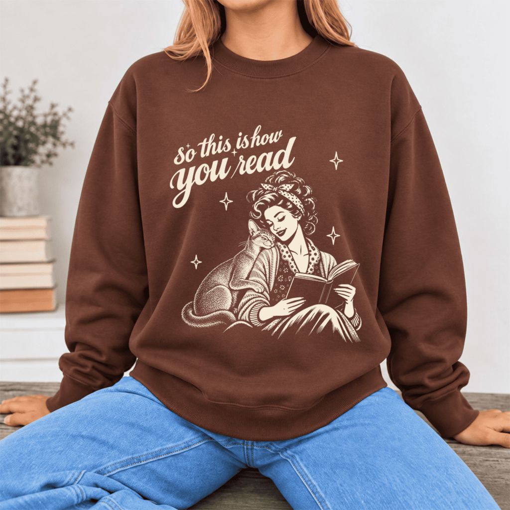 How You Read Abyssinian Softstyle Sweatshirt | Cozy Cat Lover Reader Gift Cocoa