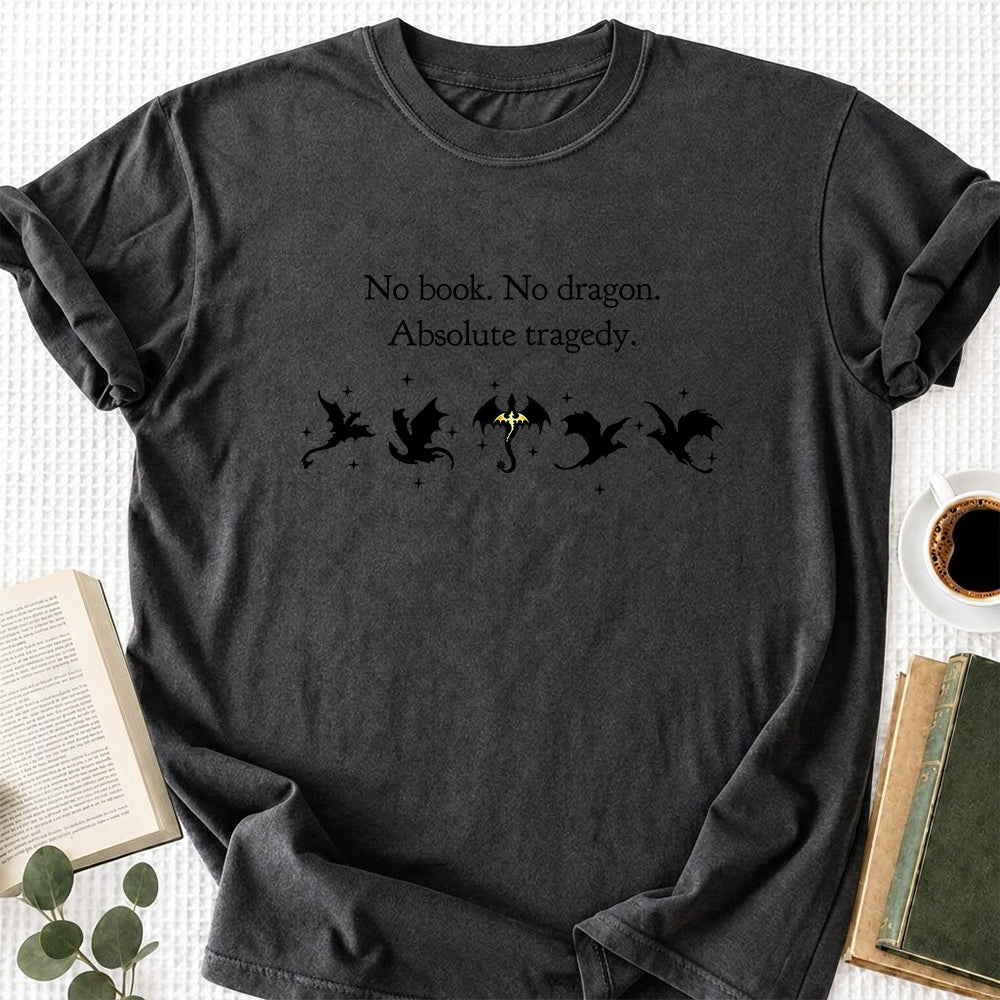 No Book No Dragon Softstyle T-Shirt | Book Lover Gift Dark Heather