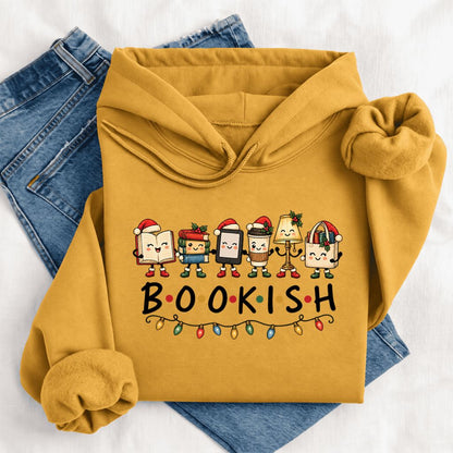 Christmas Bookish Things Softstyle Hoodie | Christmas Gift For Readers Mustard