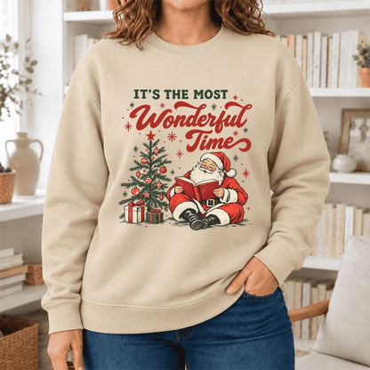 It’S The Most Wonderful Time Softstyle Sweatshirt | Christmas Book Lover Gift Sand