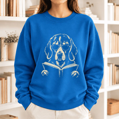 Beagle Reading Book Softstyle Sweatshirt | Dog Mom Reader Gift Royal