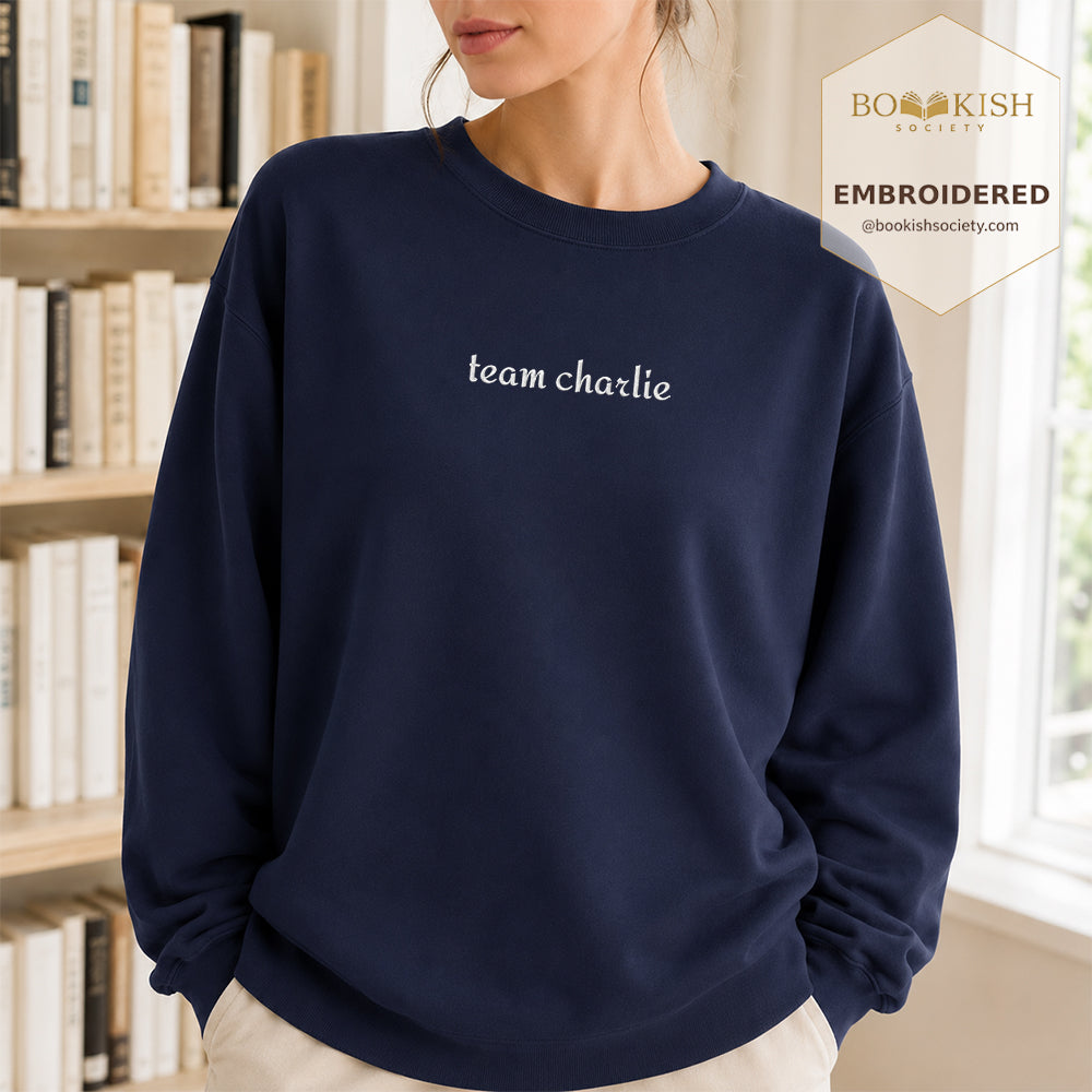 Team Charlie Embroidered Sweatshirt | Reader Gift Navy