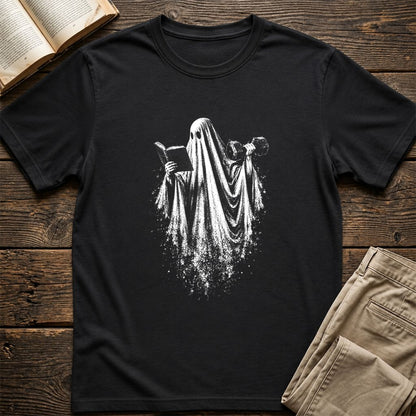 Reading Gym Ghost Printed T-Shirt | Halloween Book Lover Gift Black