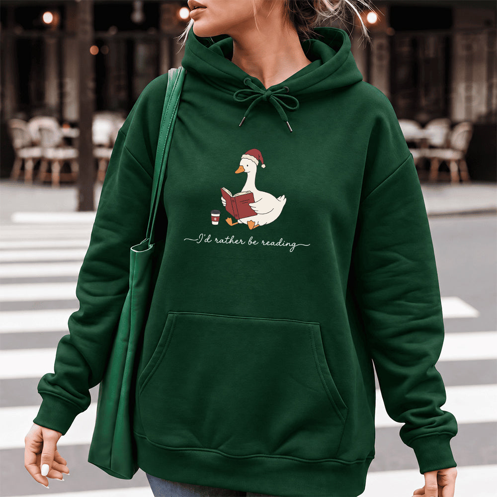I'd Rather Be Reading Softstyle Hoodie | Christmas Book Lover Gift Forest Green
