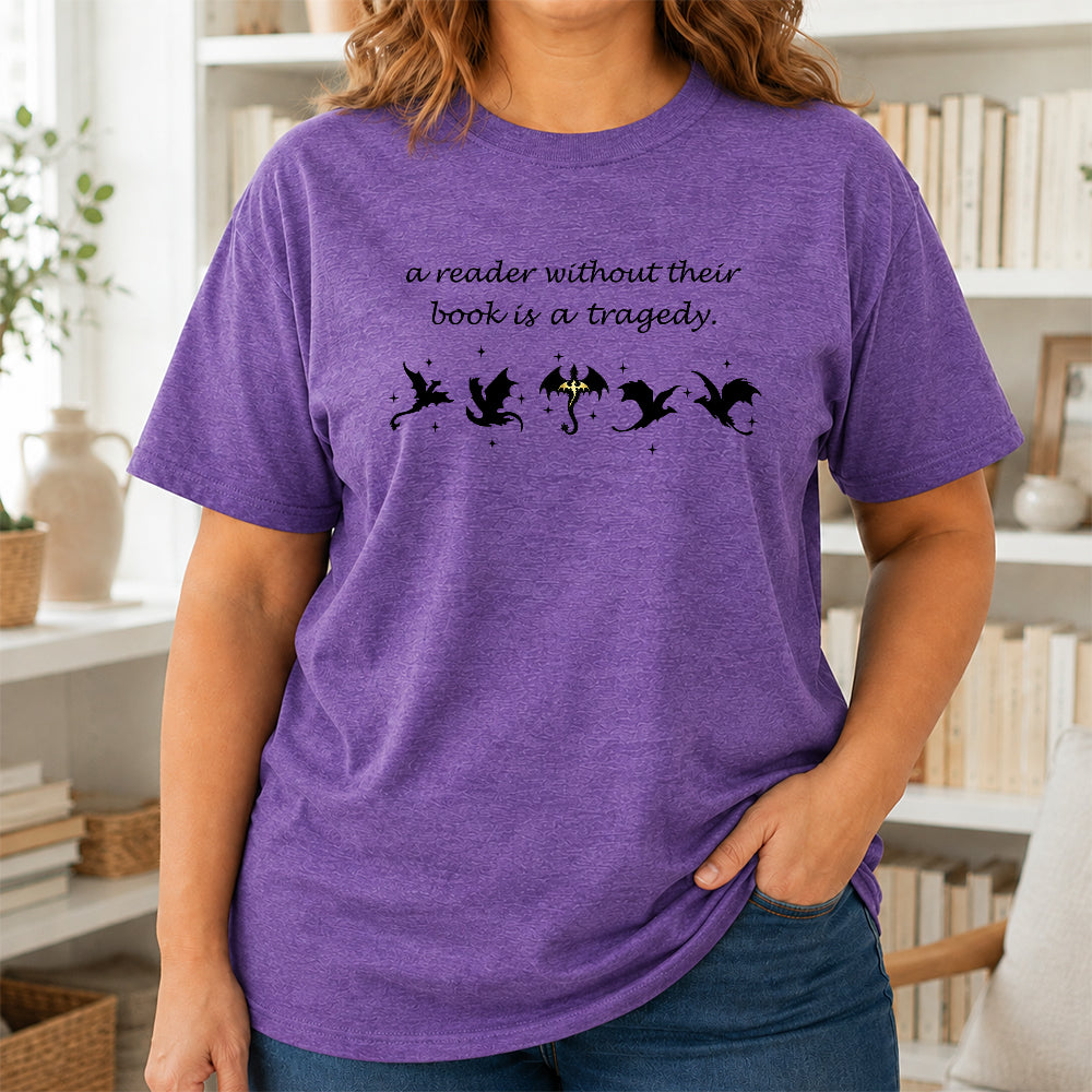 A Reader Without Their Book Softstyle T-Shirt | Book Lover Gift Heather Purple