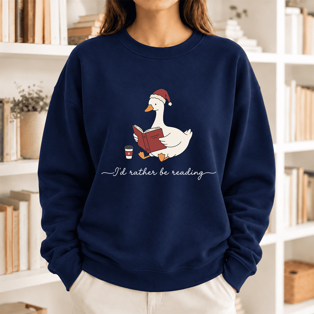 I'D Rather Be Reading Softstyle Sweatshirt | Christmas Book Lover Gift Navy