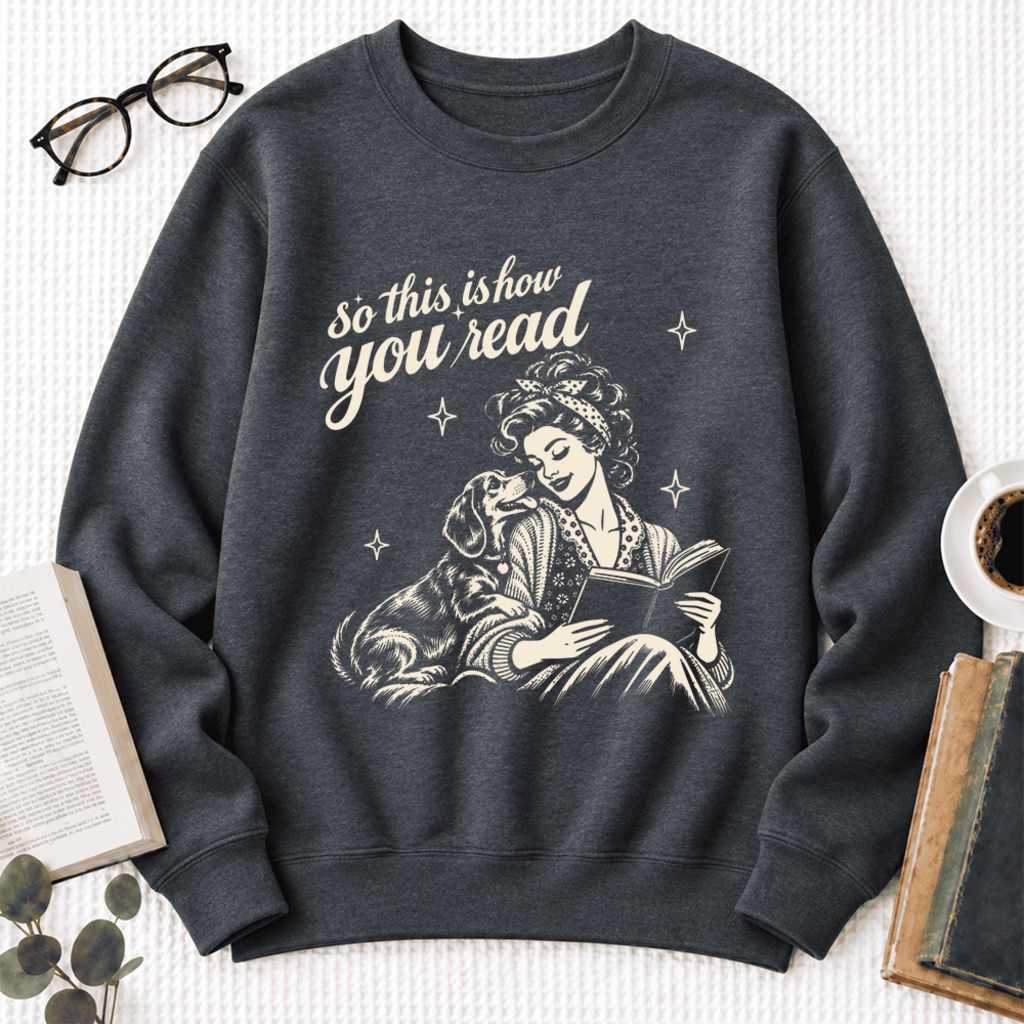 How You Read Dachshund Softstyle Sweatshirt | Cozy Dog Mom Reader Gift Dark Heather