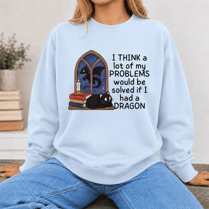 If I Could Have A Dragon Crewneck Sweatshirt | Reader Gift Light Blue