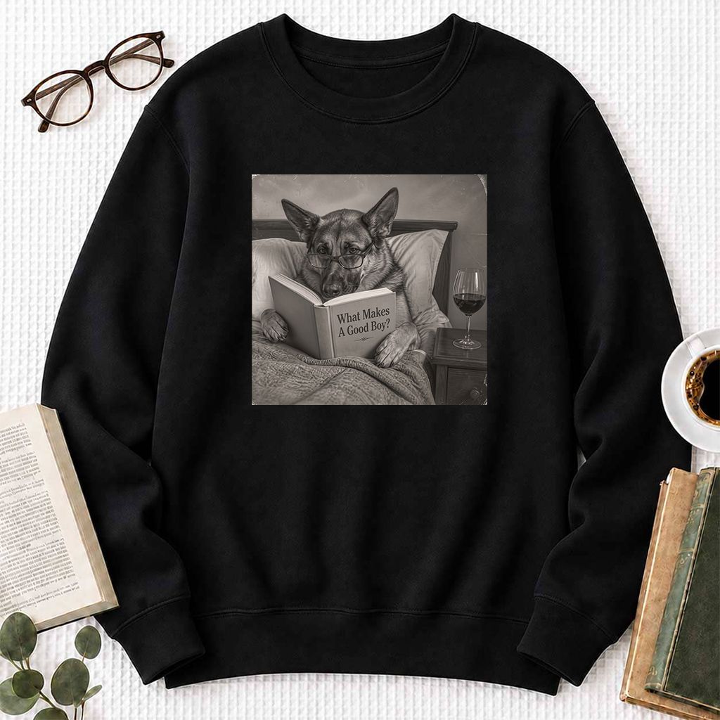 What Makes A Good Boy Crewneck Sweatshirt | Dog Lover Reader Gift Black