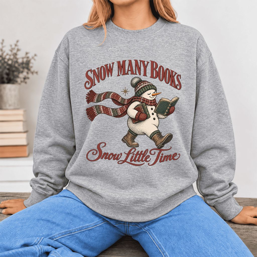 Snow Many Books Snow Little Time Softstyle Sweatshirt | Christmas Reader Gift Sport Grey
