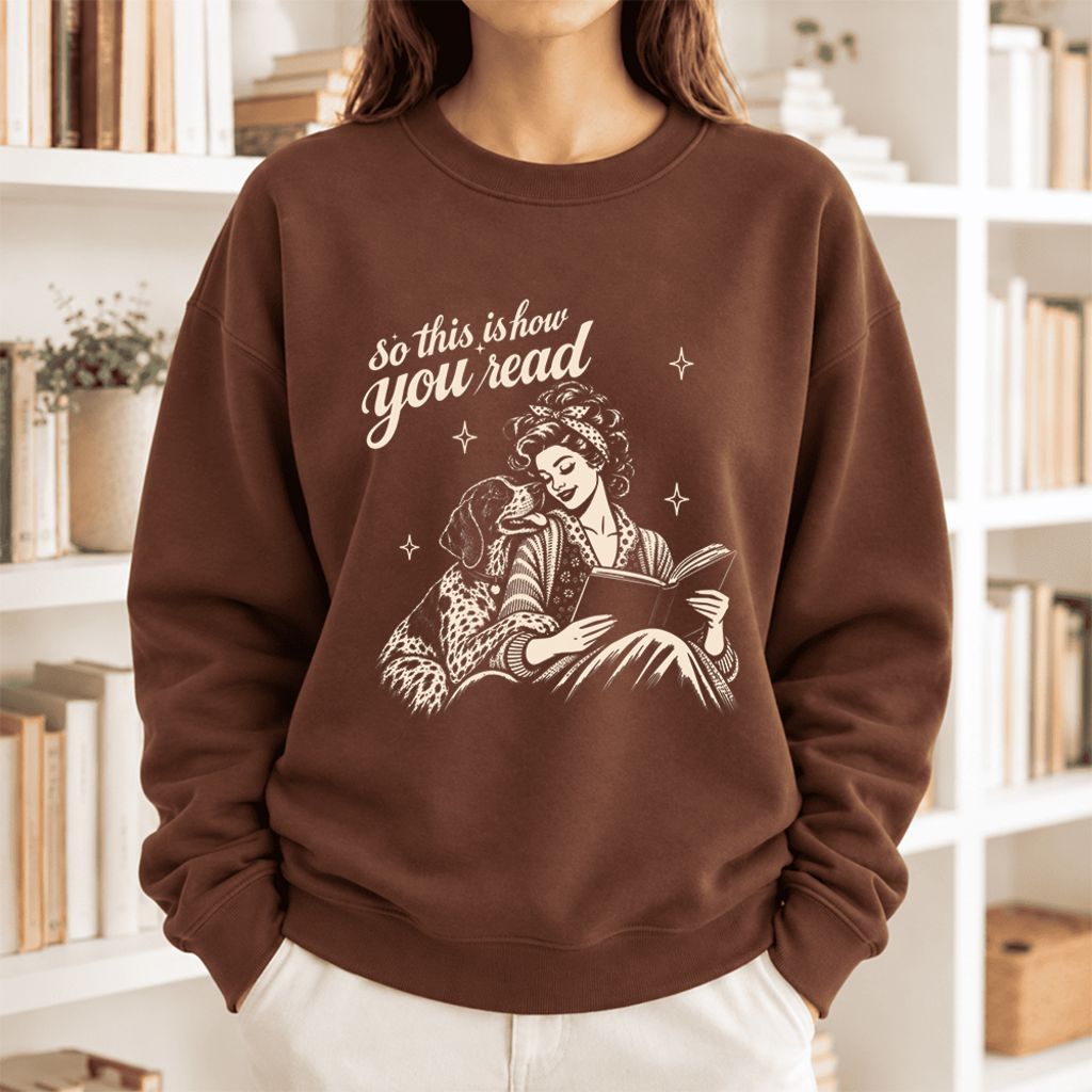 How You Read German Shorthaired Pointer Softstyle Sweatshirt | Cozy Dog Mom Gift Cocoa