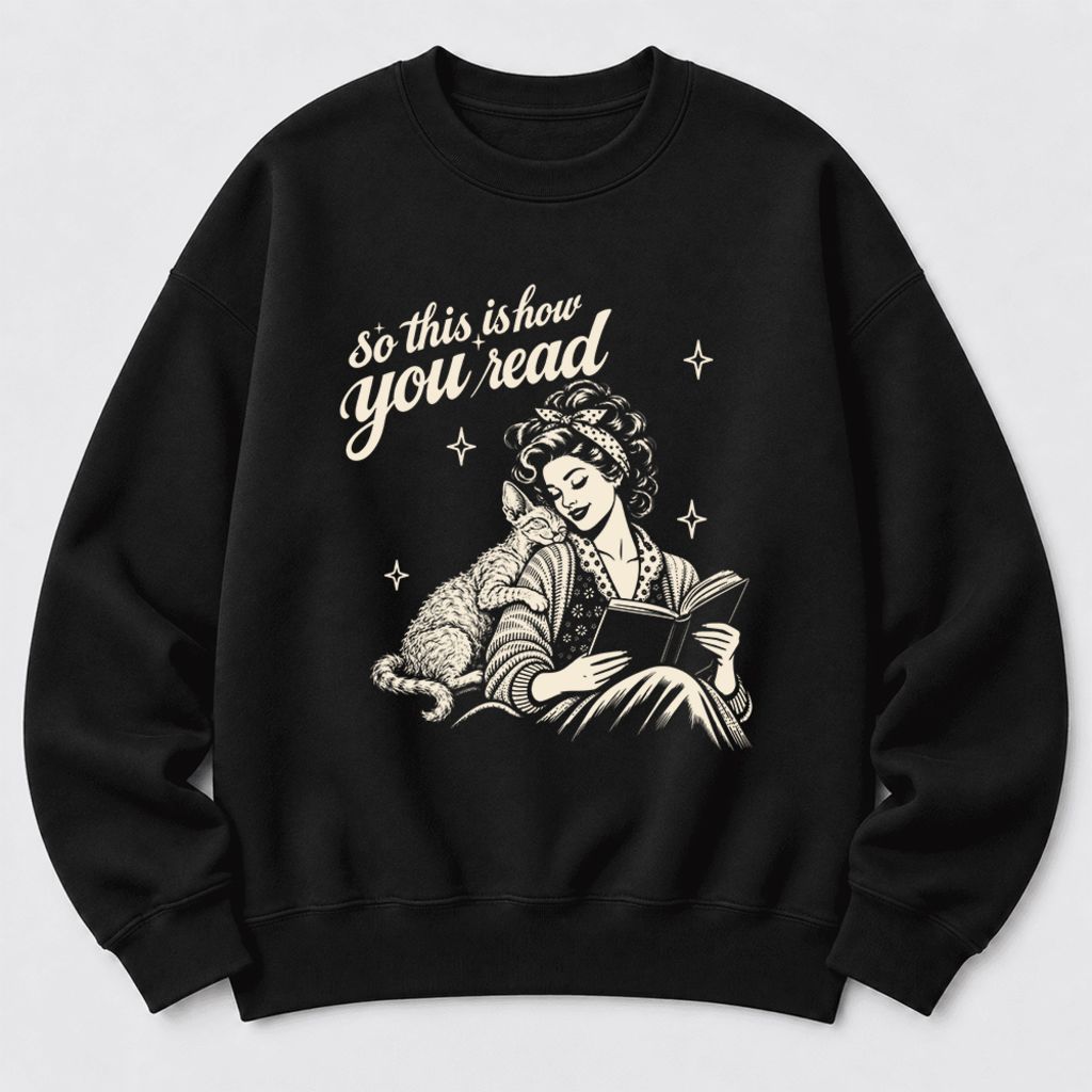 How You Read Devon Rex Softstyle Sweatshirt | Cozy Cat Lover & Reader Gift Black