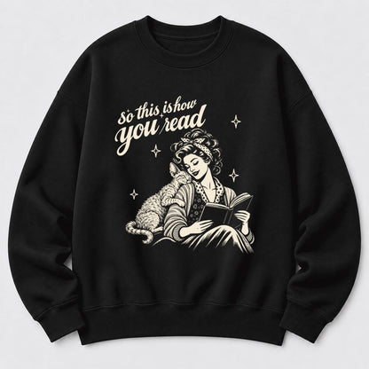 How You Read Devon Rex Softstyle Sweatshirt | Cozy Cat Lover & Reader Gift Black