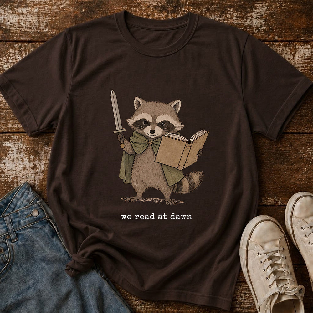 Funny Raccoon Reading Softstyle T-Shirt | Book Lover Gift Dark Chocolate