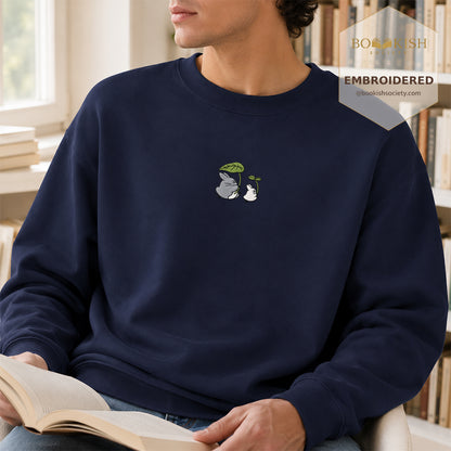 Forest Spirits and Flowers Embroidered Sweatshirt | Reader Gift Navy
