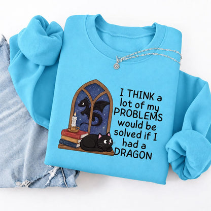 If I Could Have A Dragon Softstyle Sweatshirt | Fantasy Book Lover Gift Sky