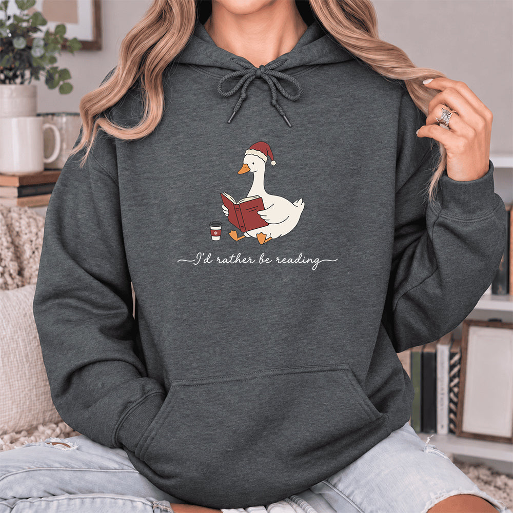 I'd Rather Be Reading Softstyle Hoodie | Christmas Book Lover Gift Dark Heather