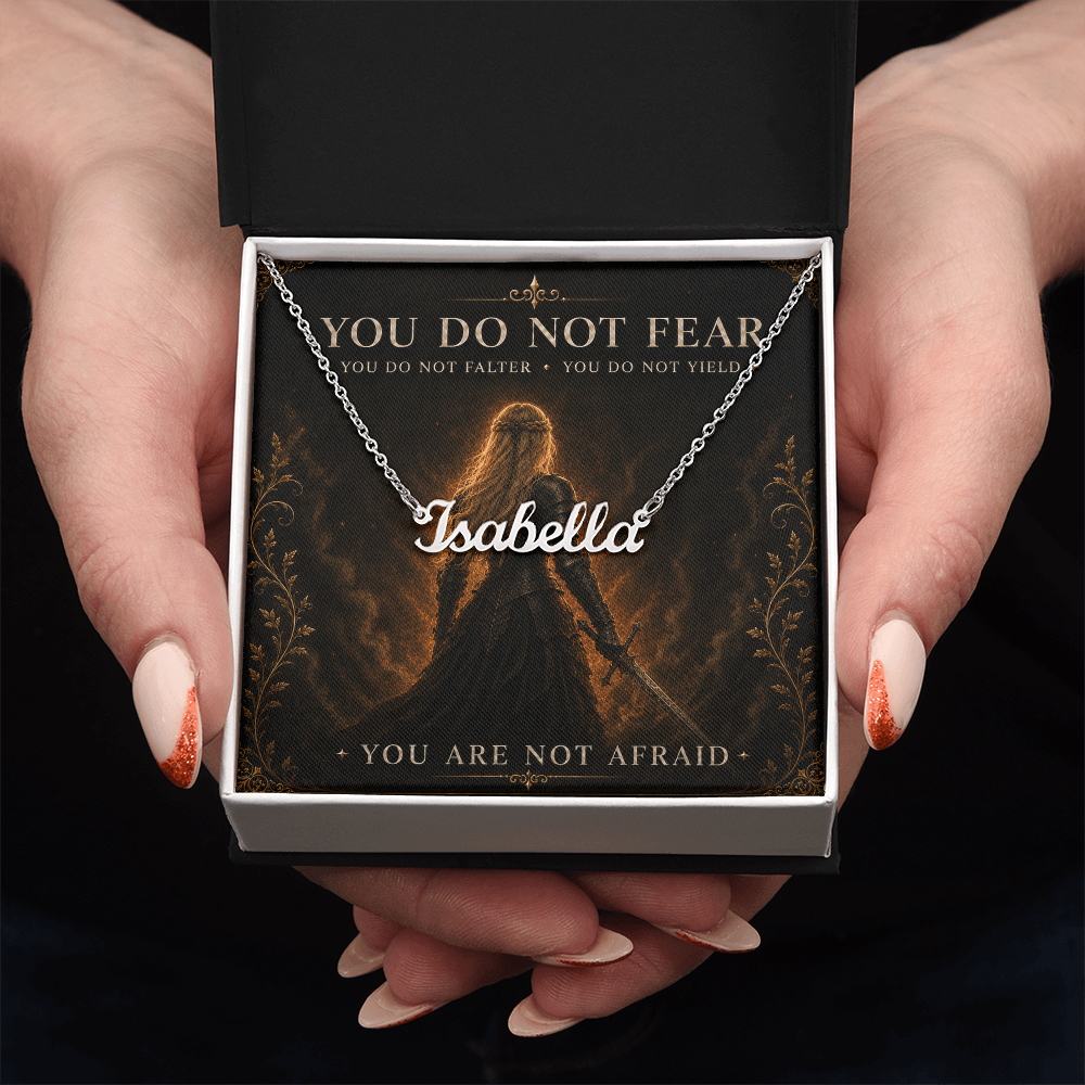 You Do Not Fear Decorative Card And Custom Name Polished Stainless Steel Necklace With Box Book Lover Gift Font 1