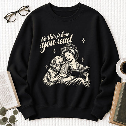 How You Read Golden Retriever Softstyle Sweatshirt | Dog Mom Reader Gift Black