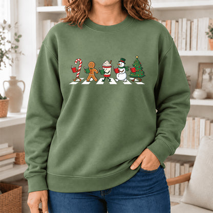 Christmas Reading Parade Softstyle Sweatshirt | Christmas Gift For Readers Military Green