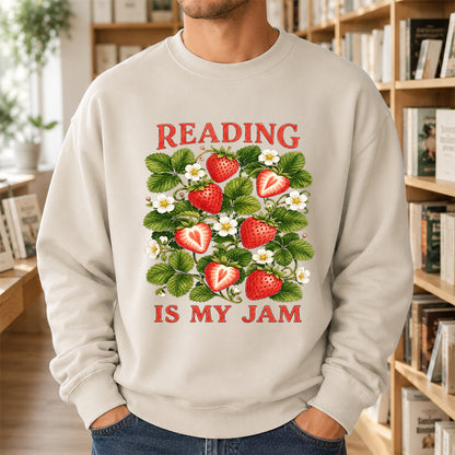Reading Is My Jam Crewneck Sweatshirt | Reader Gift Sand