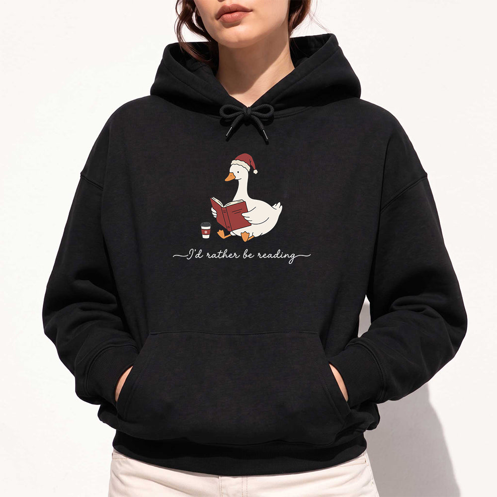 I'd Rather Be Reading Softstyle Hoodie | Christmas Book Lover Gift Black