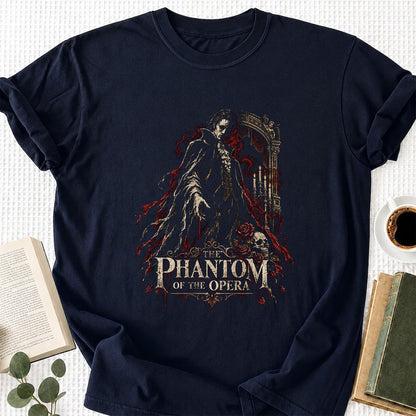 The Phantom Of The Opera Printed T-Shirt | Halloween Book Lover Gift Navy