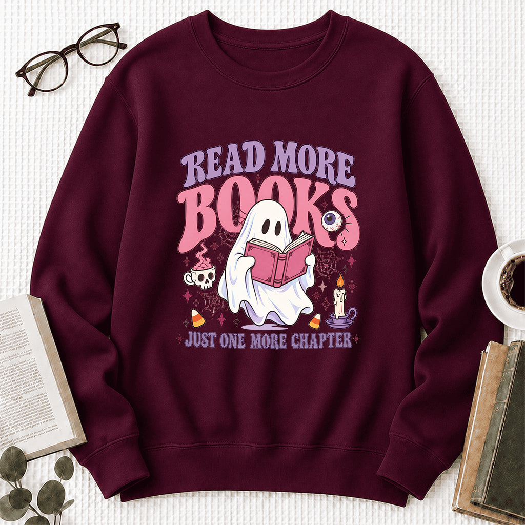 Read More Books Printed Sweatshirt | Halloween Book Lover Gift Maroon