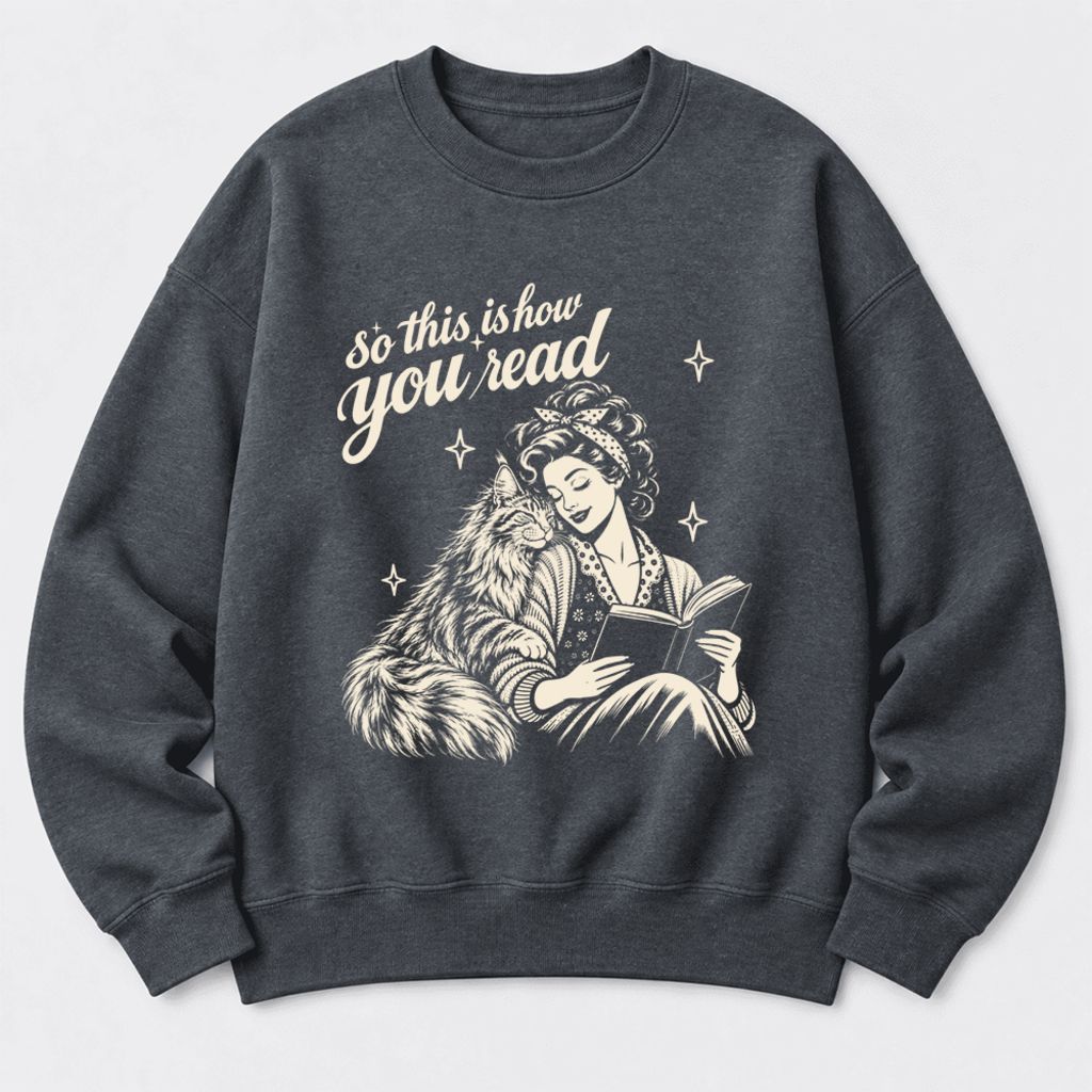 How You Read Maine Coon Softstyle Sweatshirt | Cozy Cat & Book Lover Gift Dark Heather