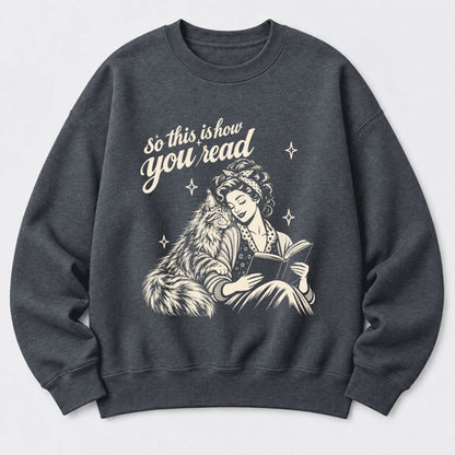 How You Read Maine Coon Softstyle Sweatshirt | Cozy Cat & Book Lover Gift Dark Heather