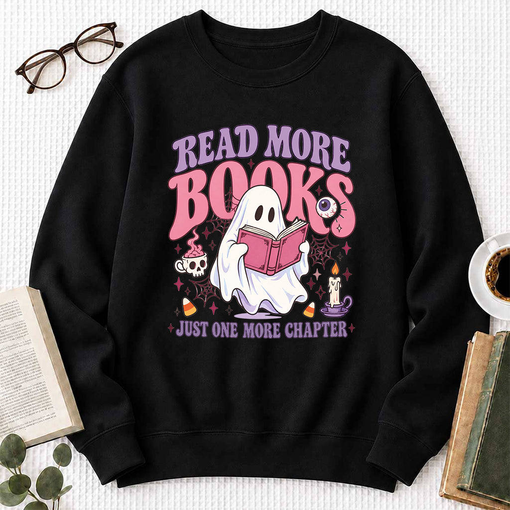 Read More Books Printed Sweatshirt | Halloween Book Lover Gift Black