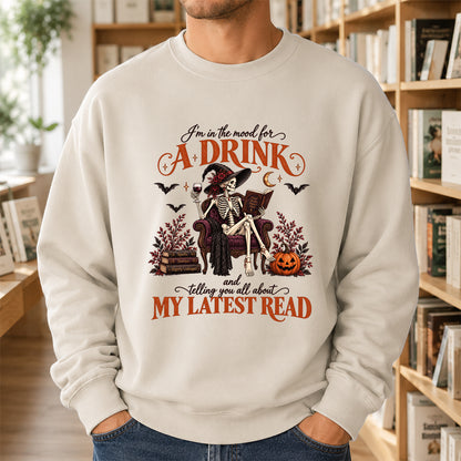 Telling You All About My Lastest Read Printed Sweatshirt | Halloween Reader Gift Sand