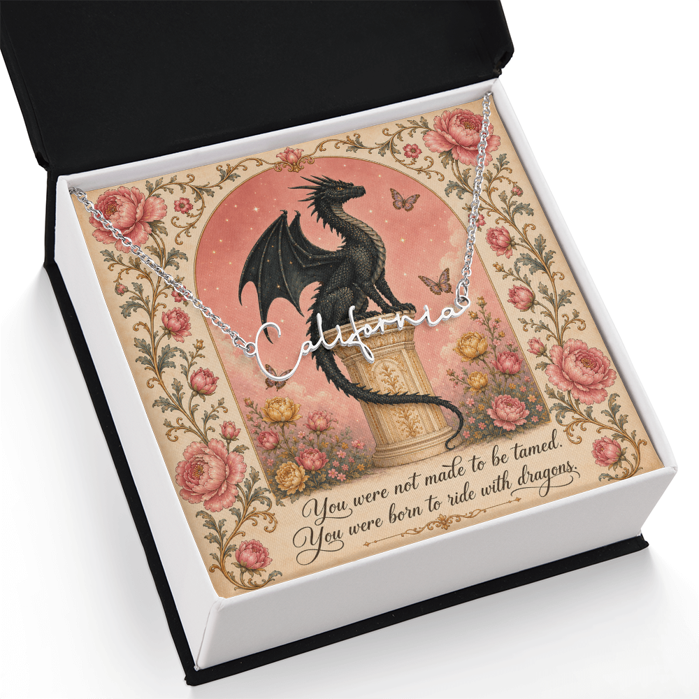 You Were Not To Be Tamed Decorative Card And Custom Name Polished Stainless Steel Necklace With Box Book Lover Gift Font 2