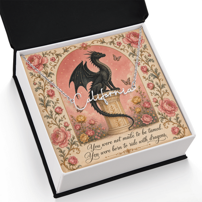 You Were Not To Be Tamed Decorative Card And Custom Name Polished Stainless Steel Necklace With Box Book Lover Gift Font 2