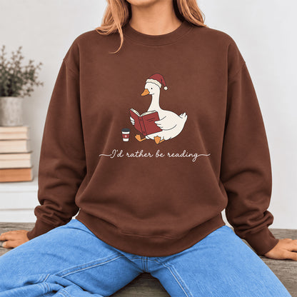 I'D Rather Be Reading Softstyle Sweatshirt | Christmas Book Lover Gift Cocoa